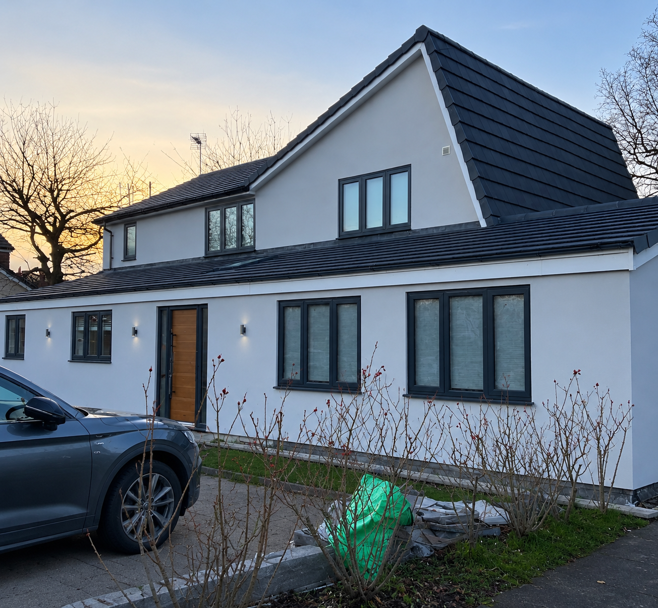 Rendered home at sunset